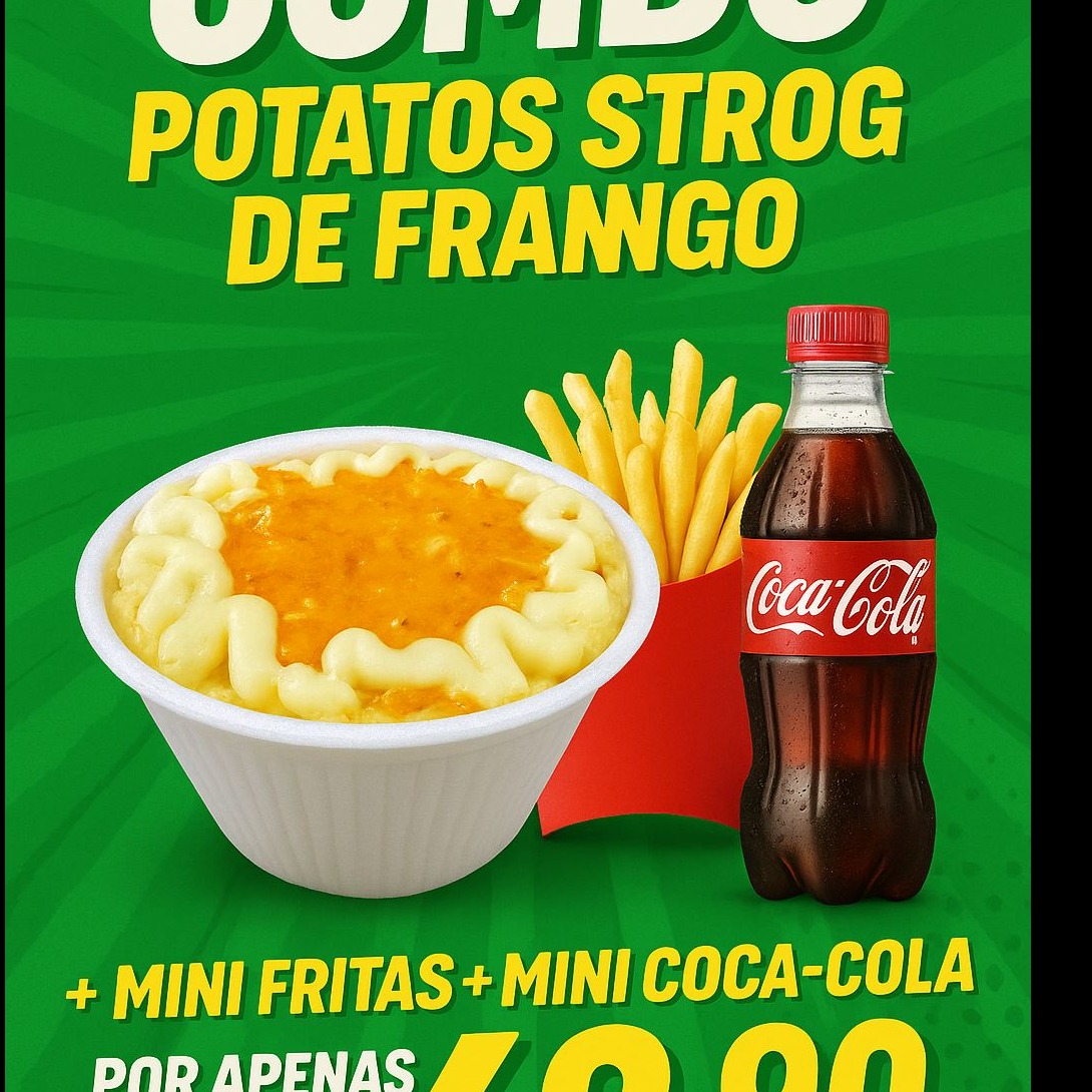 Potato strog de frango +mini fritas+coca mini