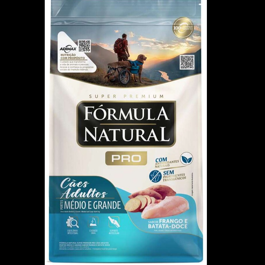 Fórmula Natural Pró  Frango e Batata Doce para Cães Adultos Raças Médias e Grandes 15kg