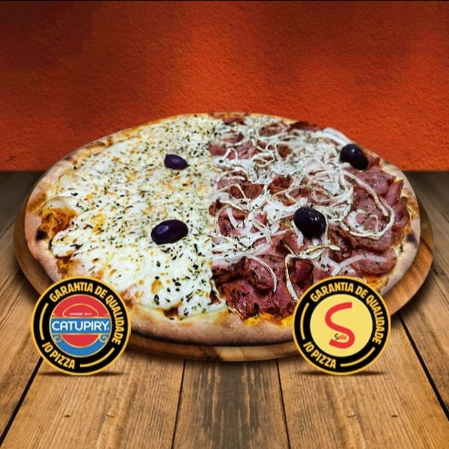 Pizza Grande Portuguesa + Calabresa (08 pedaços)