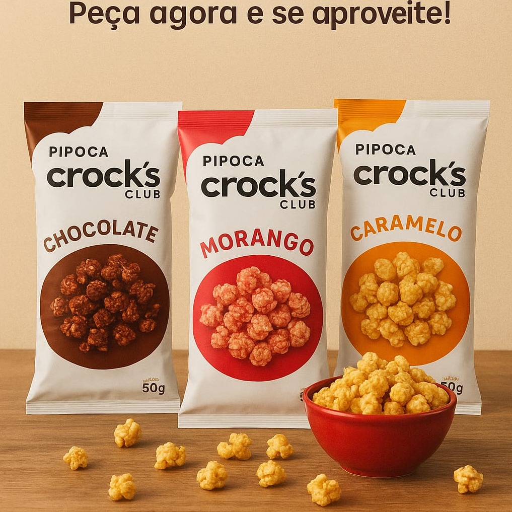 🍿 Pipoca Crock’s Club – Chegou no Delivery!