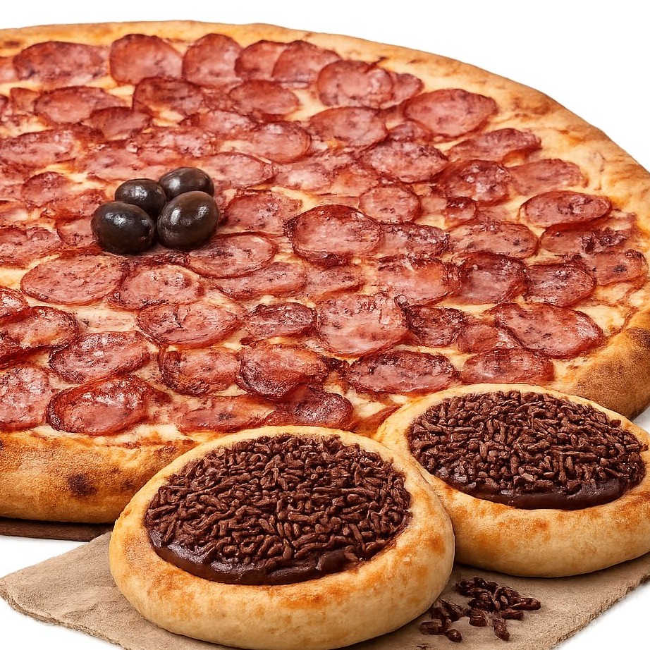 Pizza Grande de Calabresa + 2 Esfihas doces