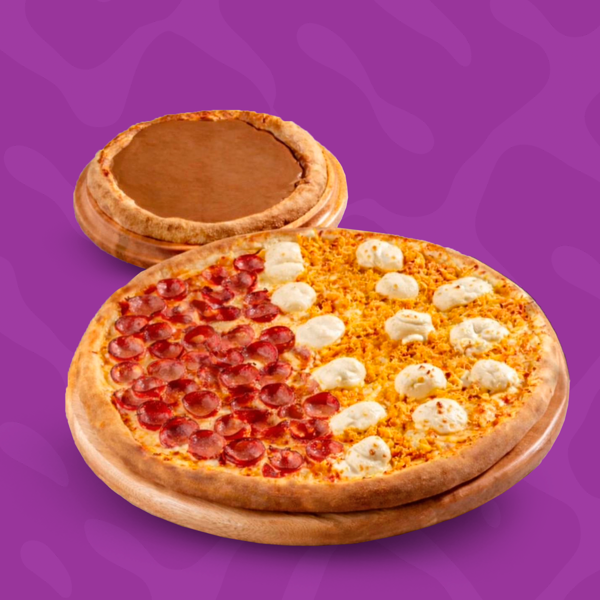Pizza Média Salgada (30cm) + Doce Mini (20cm)