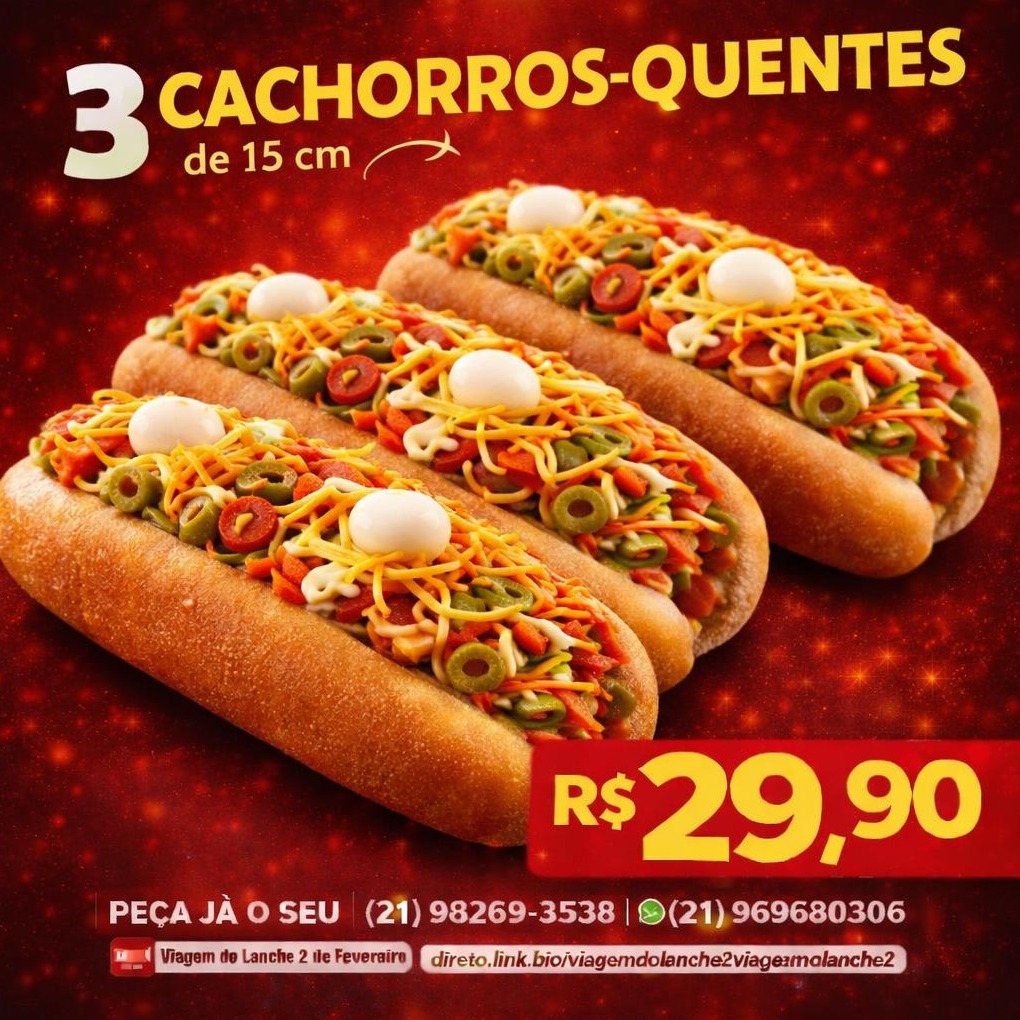 3 Cachorros Quente de 15cm