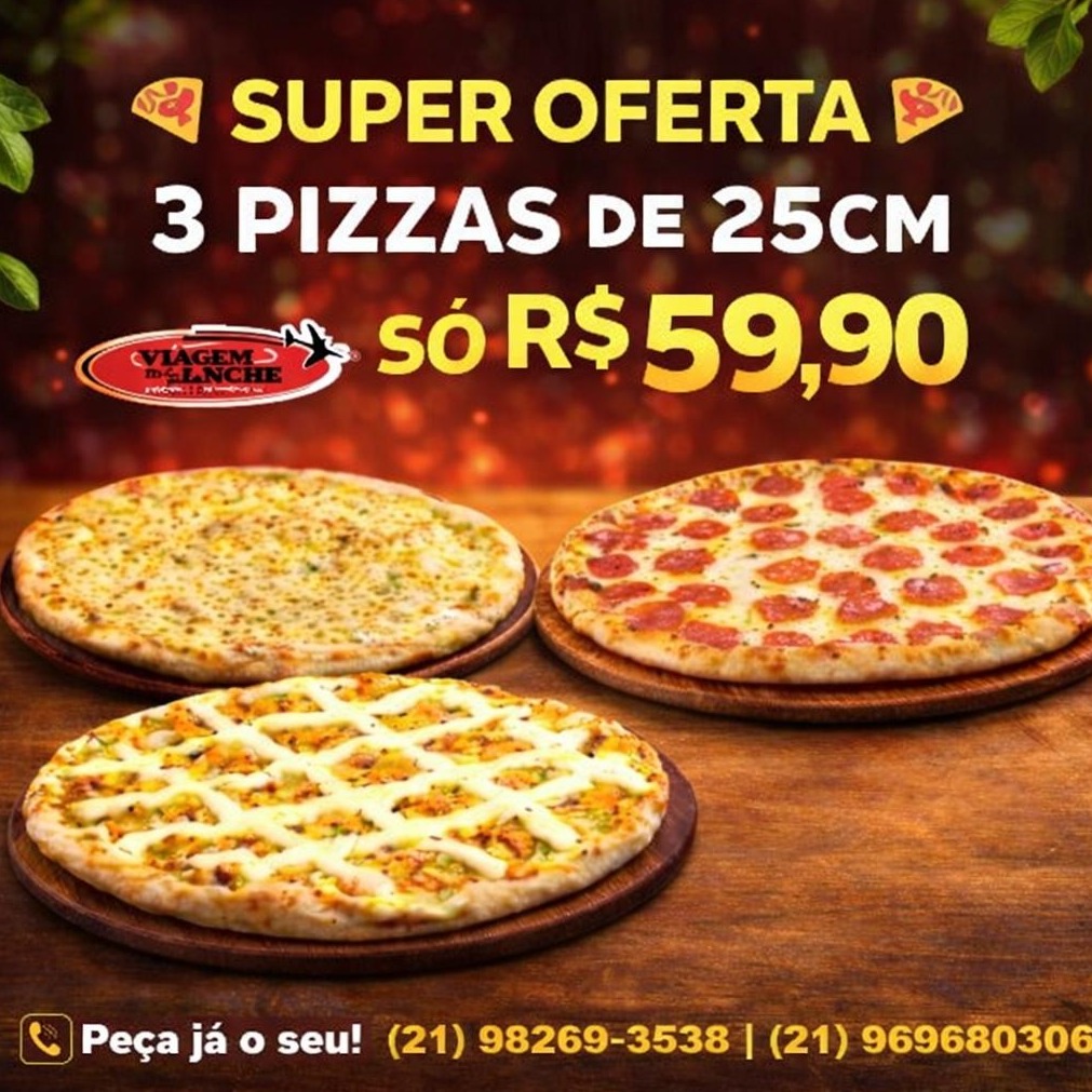 3 Pizzas de 25cm 