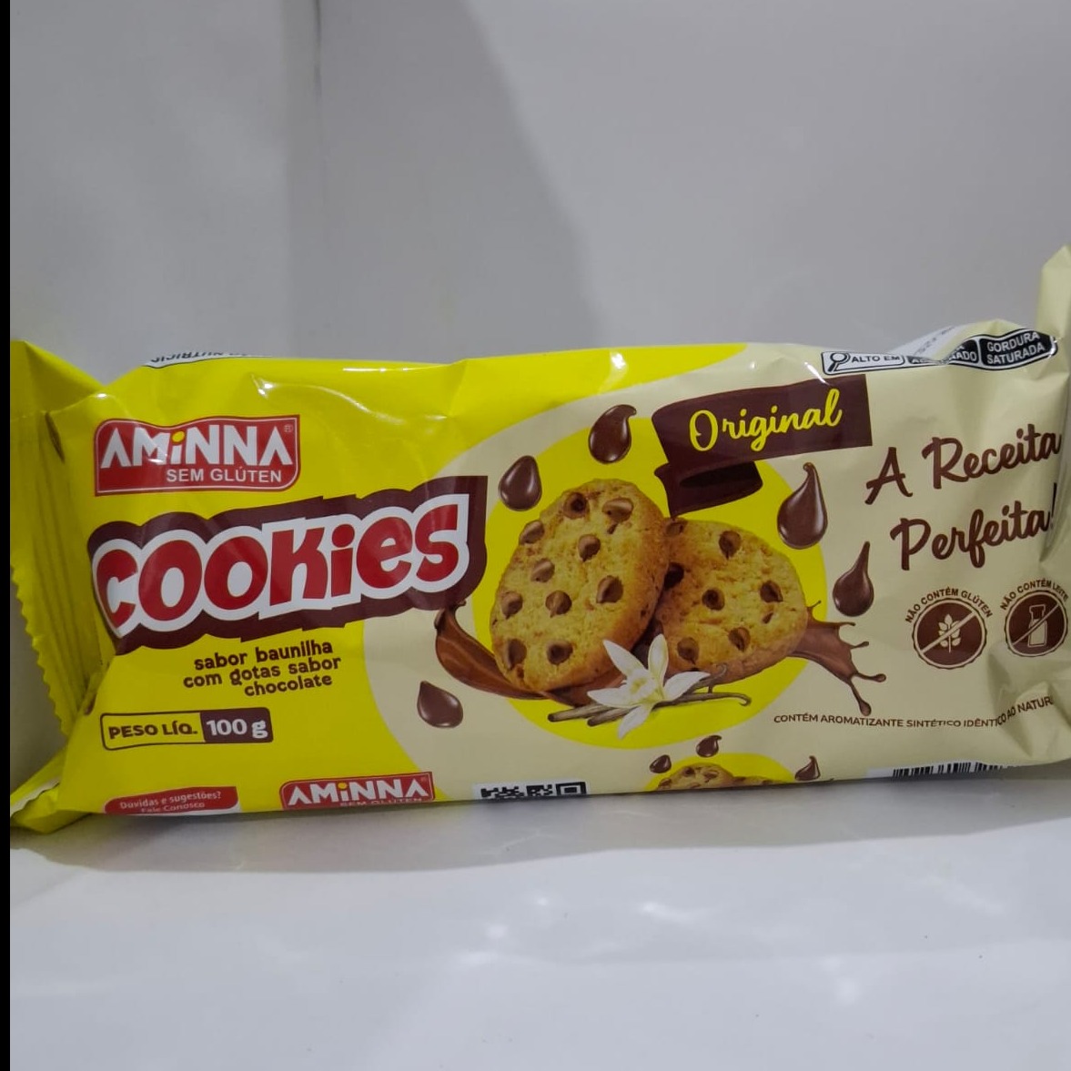 Cookies Sabor Baunilha com Gotas de Chocolate 100g (Amina)