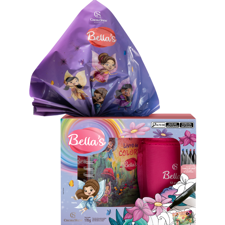 Ovo de Páscoa ao Leite Caderno e Canetas Bella's 170g