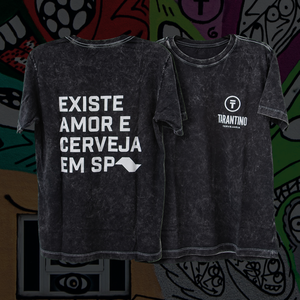 Camiseta Preta Estonada | Existe Amor e Cerveja em SP