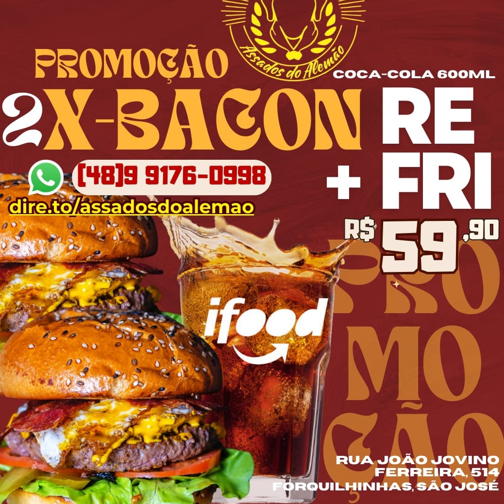 2 x bacon mais coca 600