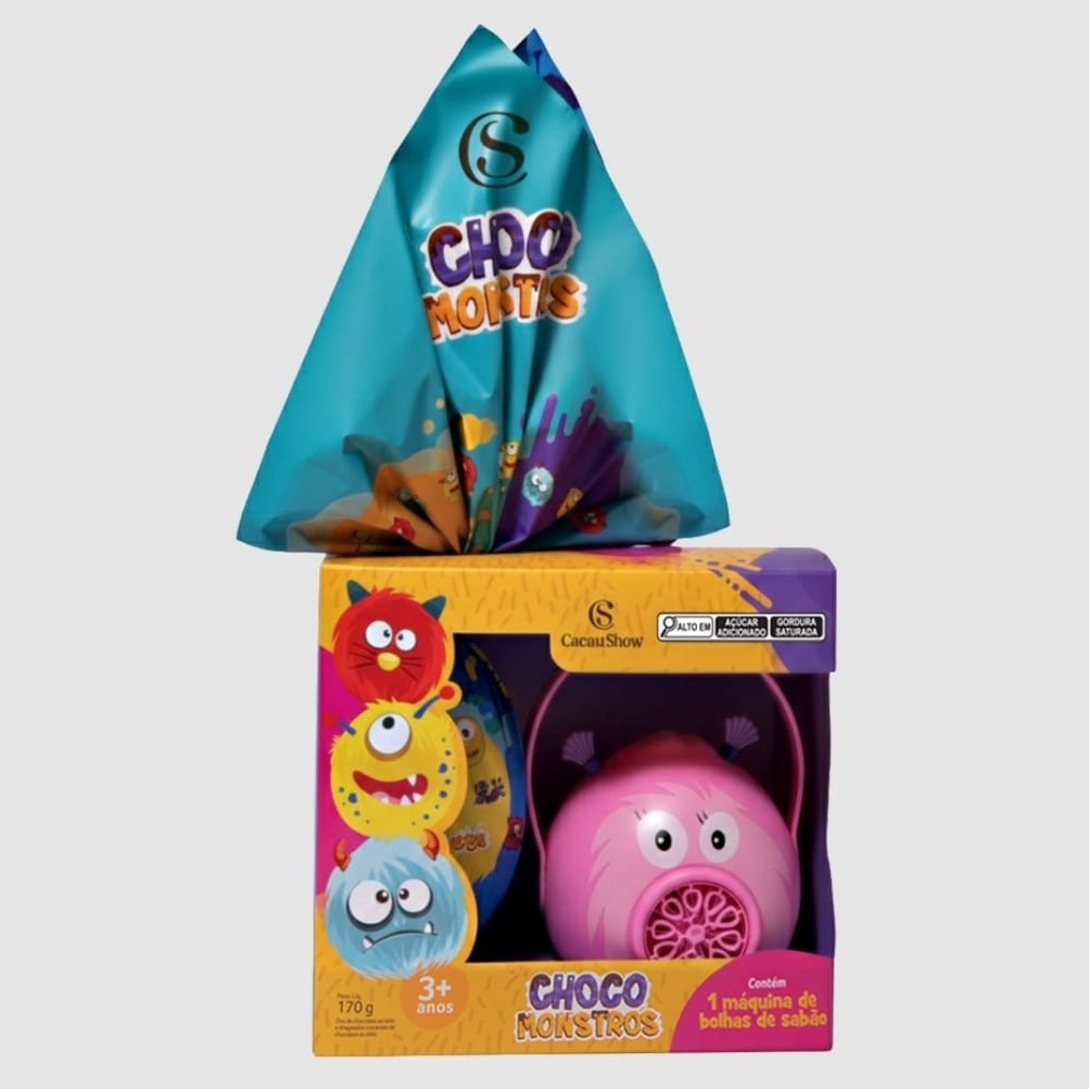 Ovo de Páscoa ao Leite Chocomonstros Bolha de Sabão Claudete 170g