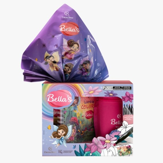 Ovo de Páscoa ao Leite Caderno e Canetas Bella's 170g