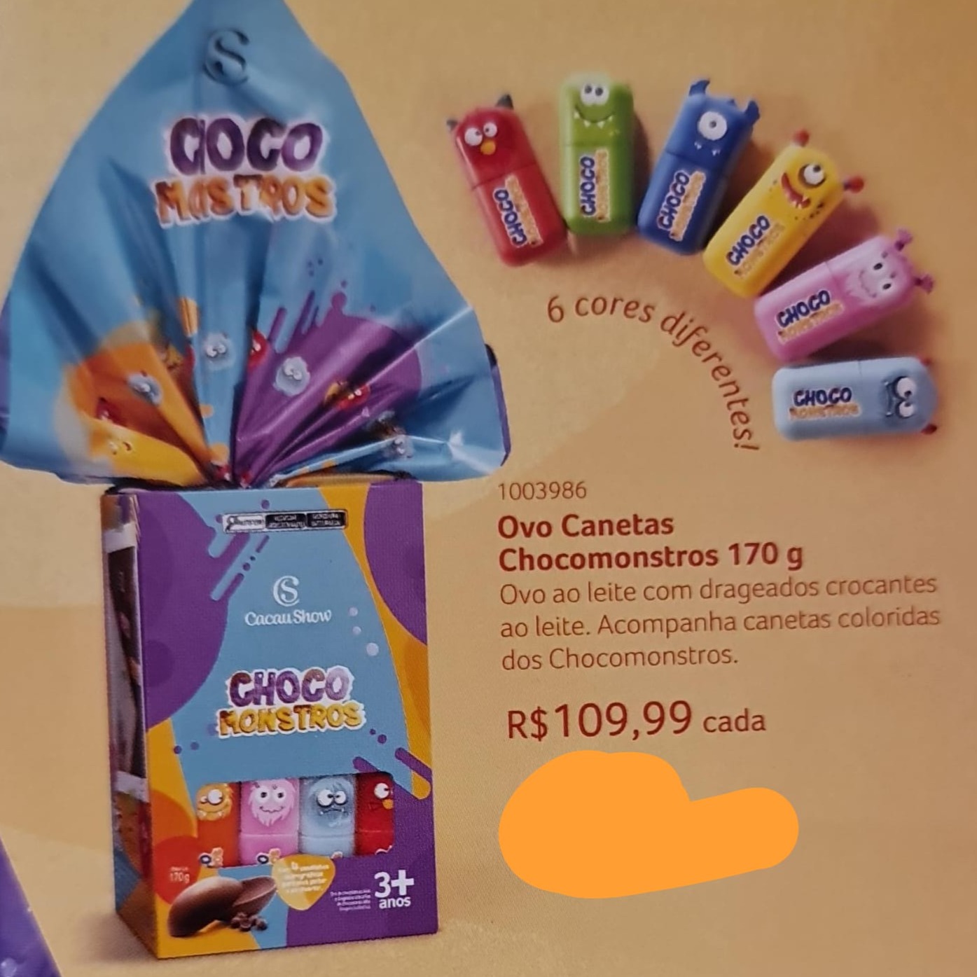 Ovo caneta chocomonstros 170g