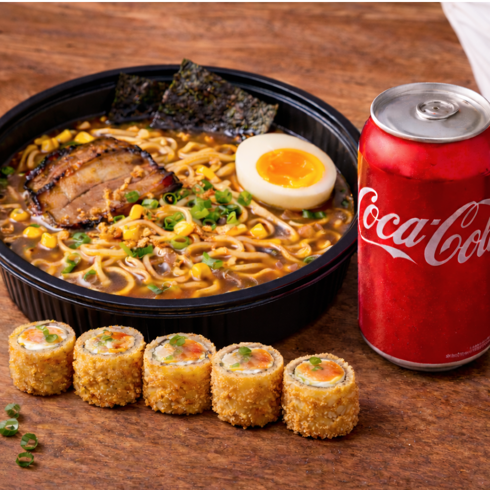 1 lamem shoyu (300gramas) + 04 hots salmáo filadélfia+ 1 bebida grátis!