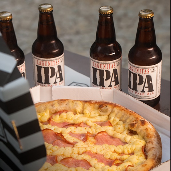 1 Pizza Salgada Lombinho com Catupiry 40cm + 4 Lagunitas