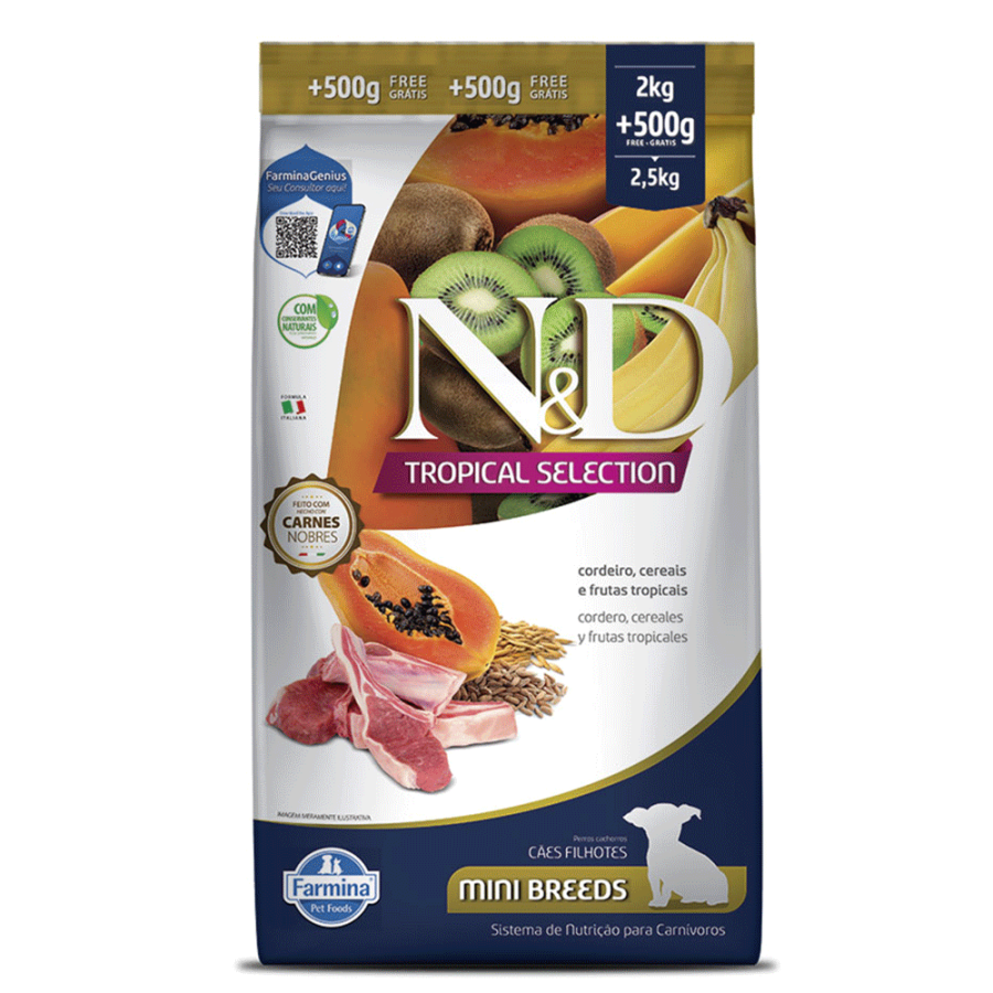 N&D TROPICAL FILHOTE MINI E PEQUENO CORDEIRO 2+0,5KG