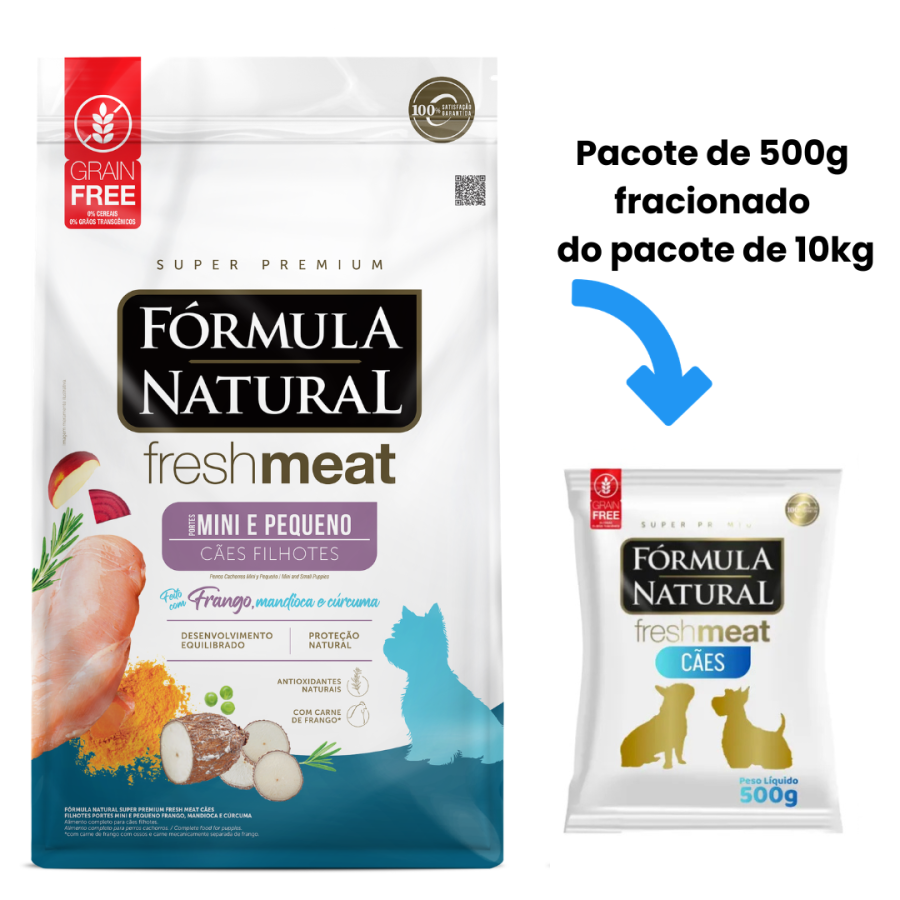 88 FORMULA NATURAL FRESH MEAT FILHOTE PORTE MINI E PEQUENO 500G