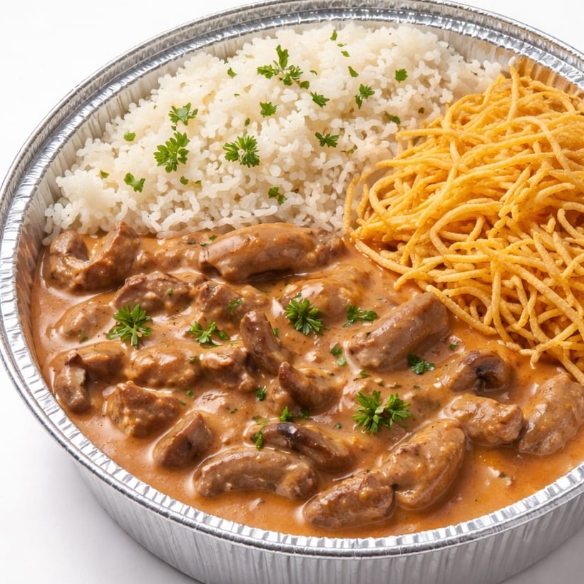 Marmita economica de strogonoff de carne 
