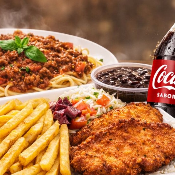 Combo massa bolonhesa+executivo frango a milanesa + coca 600