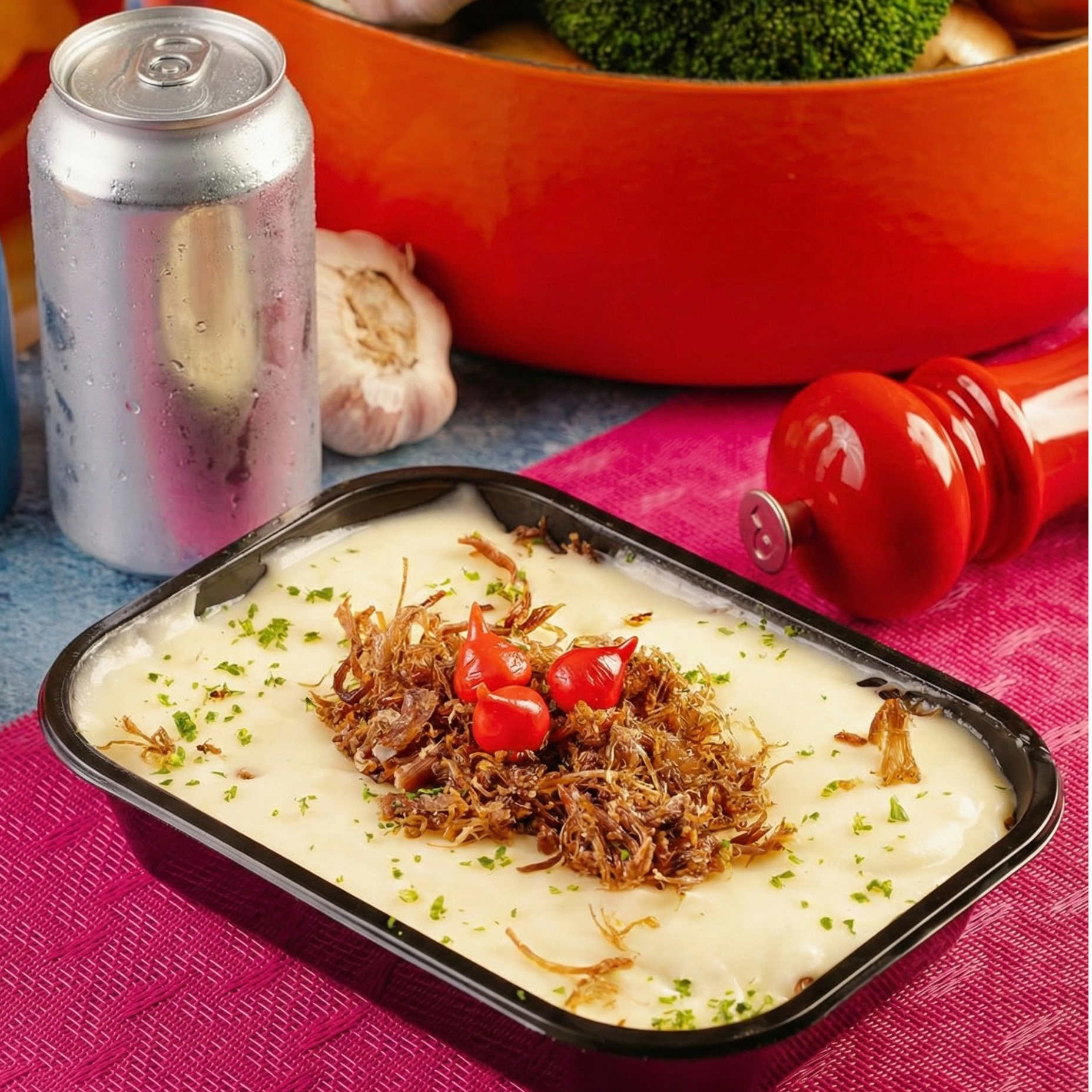 Escondidinho de Charque + refrigerante 350ml