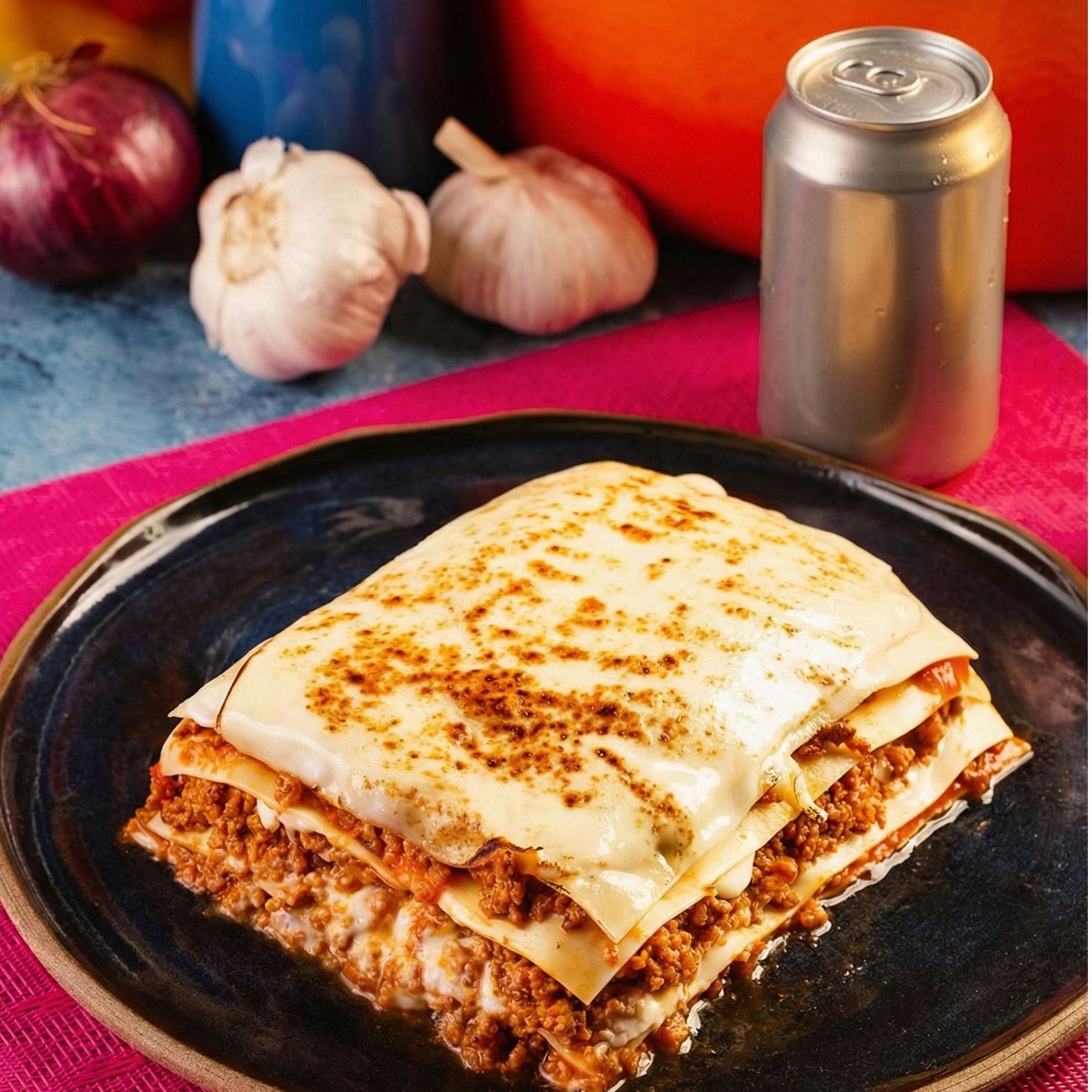 Lasanha bolonhesa + refrigerante 350ml