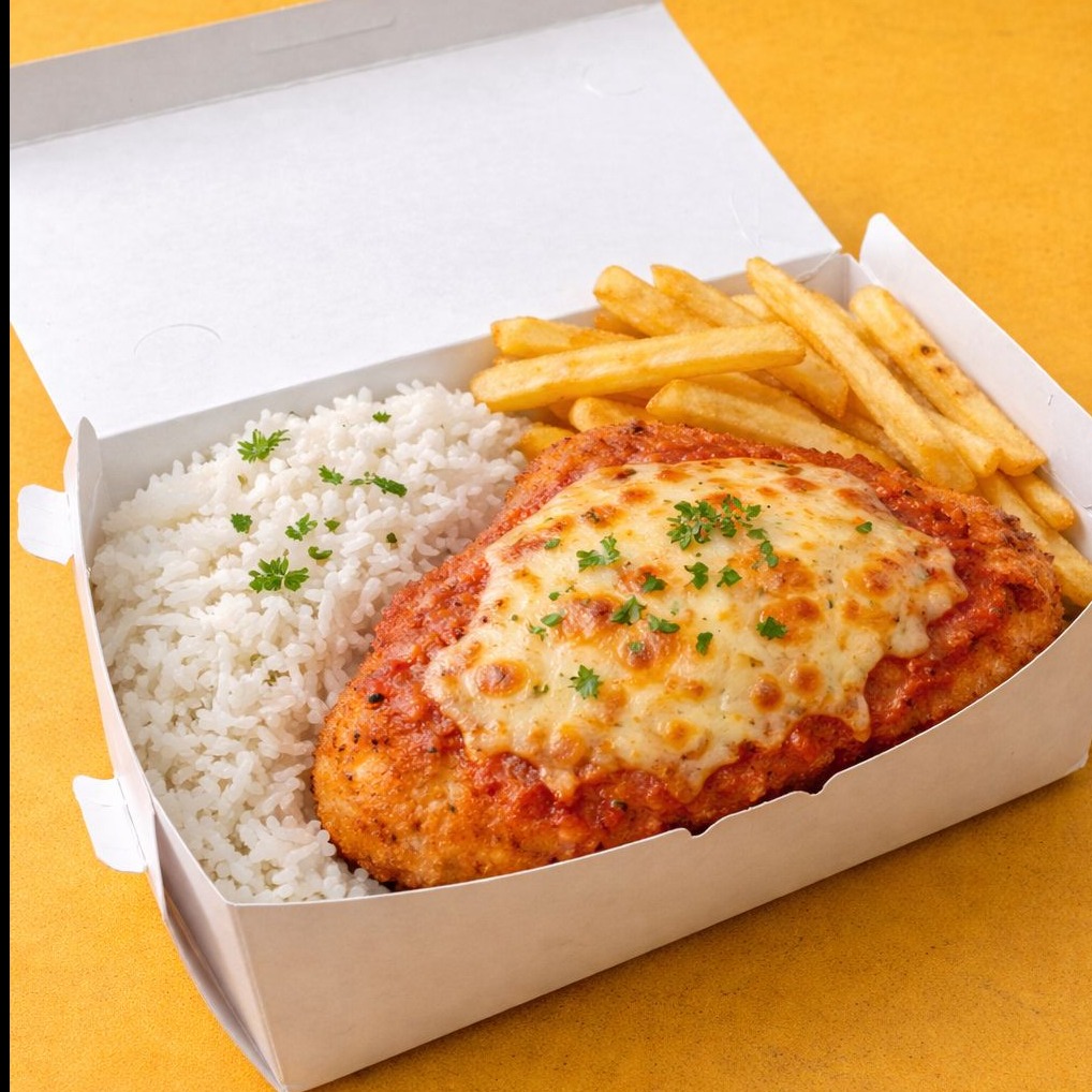 Parmegiana de Frango com Batata Frita