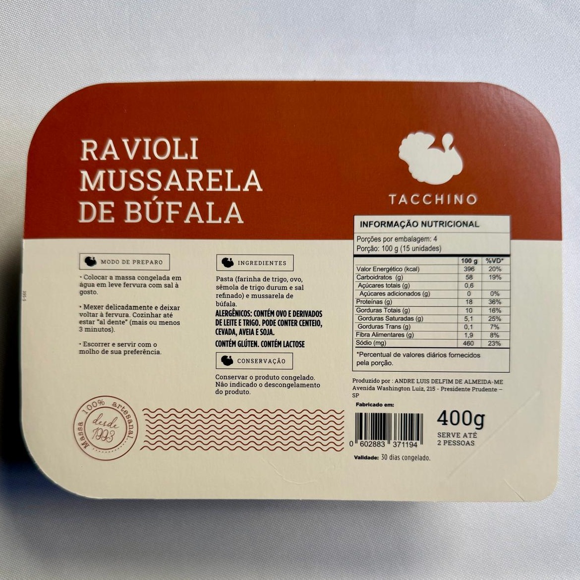 Ravioli de Mussarela (massa congelada) só 02 und