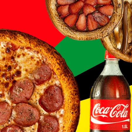 Pizza Grande (2 Sabores) + 2 Pizzetas (Salgada/Doce) + 1 Refri 1,5l