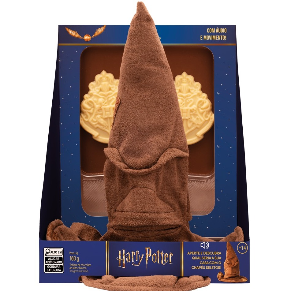 Tablete ao Leite Pelúcia Chapéu Seletor Harry Potter 160g