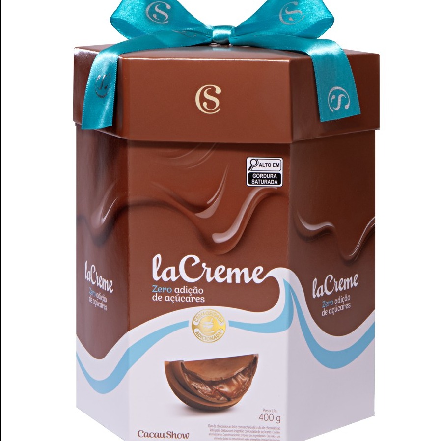 Ovo de Páscoa Recheado laCreme ao Leite Zero Adição de Açúcar 400g