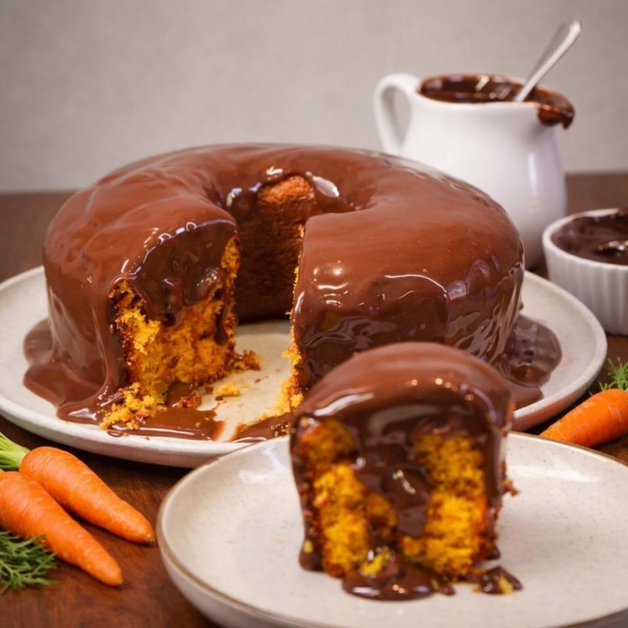 Bolo de Cenoura com Cobertura de Chocolate