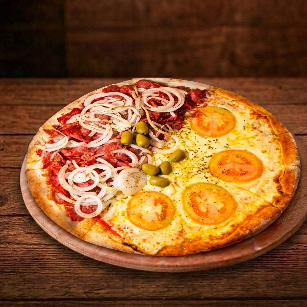 Pizza Grande 1/2 Calabresa 1/2 Mussarela