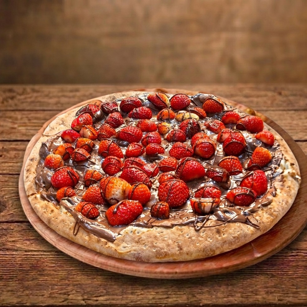 Pizza Media Chocolate Com Morangos 50%Off