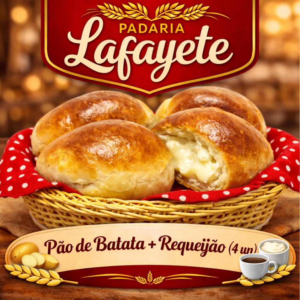 🥔🧀 Pão de Batata + Requeijão (4 un)