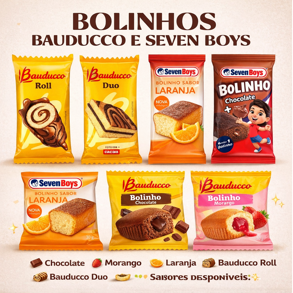 🧁 Bolinhos Bauducco e Seven Boys