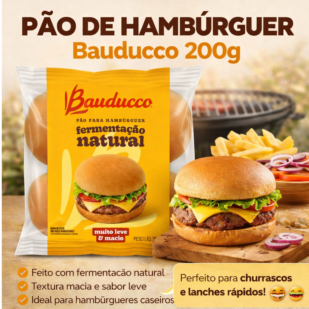 Pão para Hambúrguer Bauducco 200g 🍔🥖