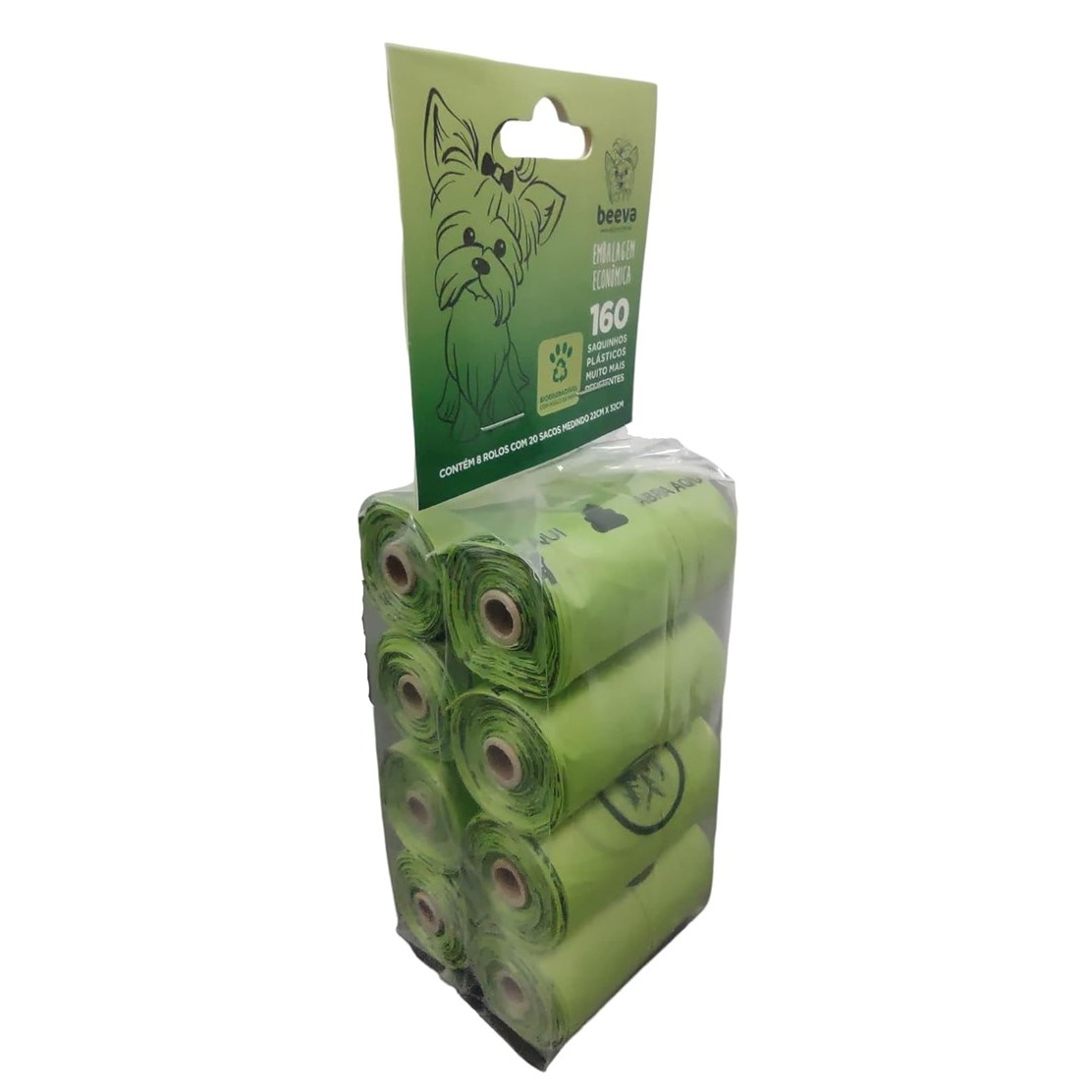 Refil de Cata Caca Biodegradável Beeva 8 Rolos