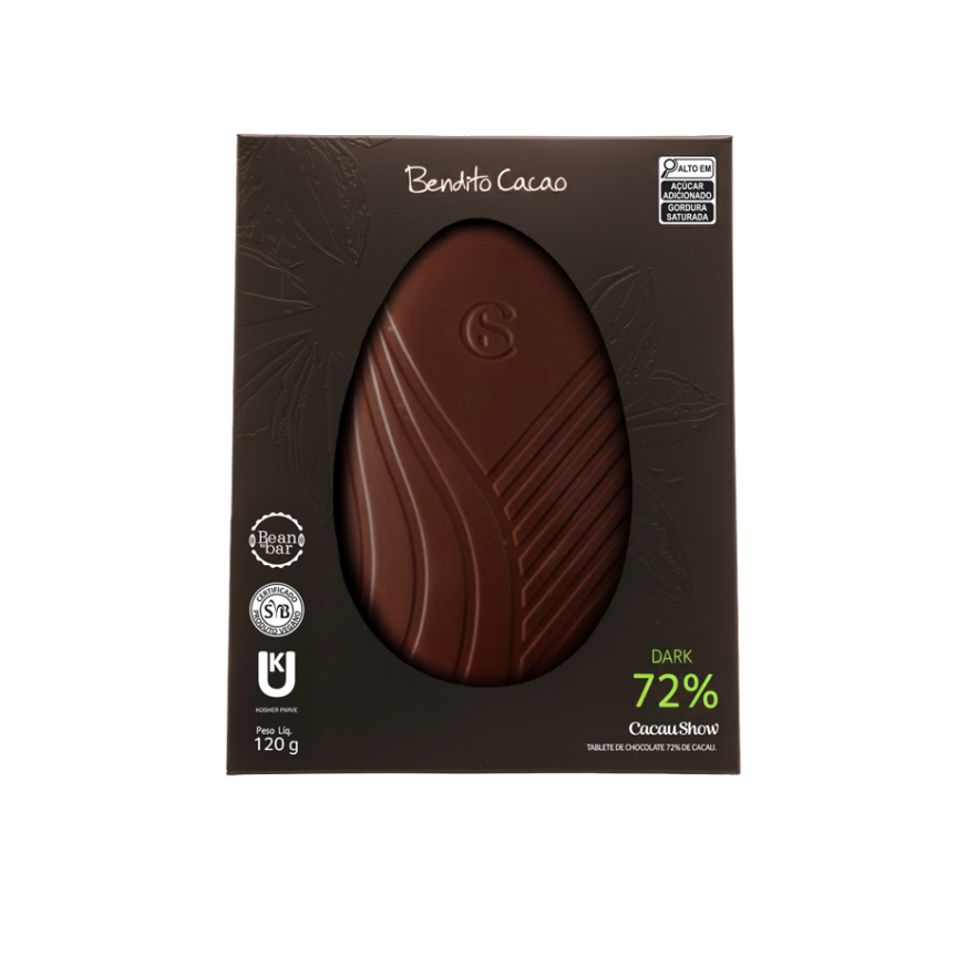 Tablete de Páscoa Bendito Cacao Vegano 72% 120g