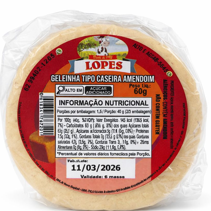GELEIA CASEIRA AMENDOIM 60G