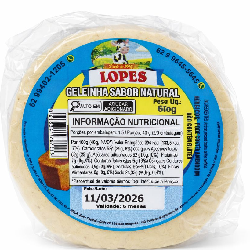 GELEIA CASEIRA NATURAL 60G