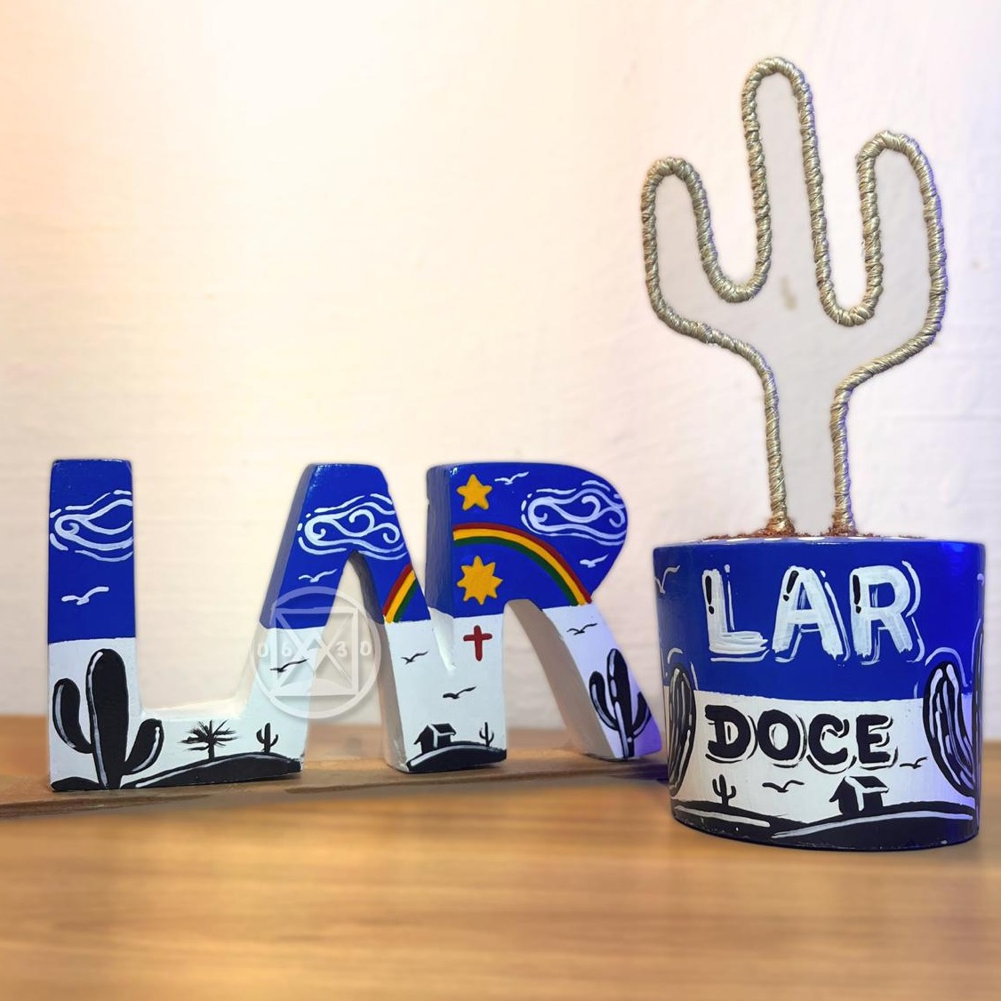 CONJUNTO LAR DOCE LAR(LETRAS E CACTO)-1 UNID.