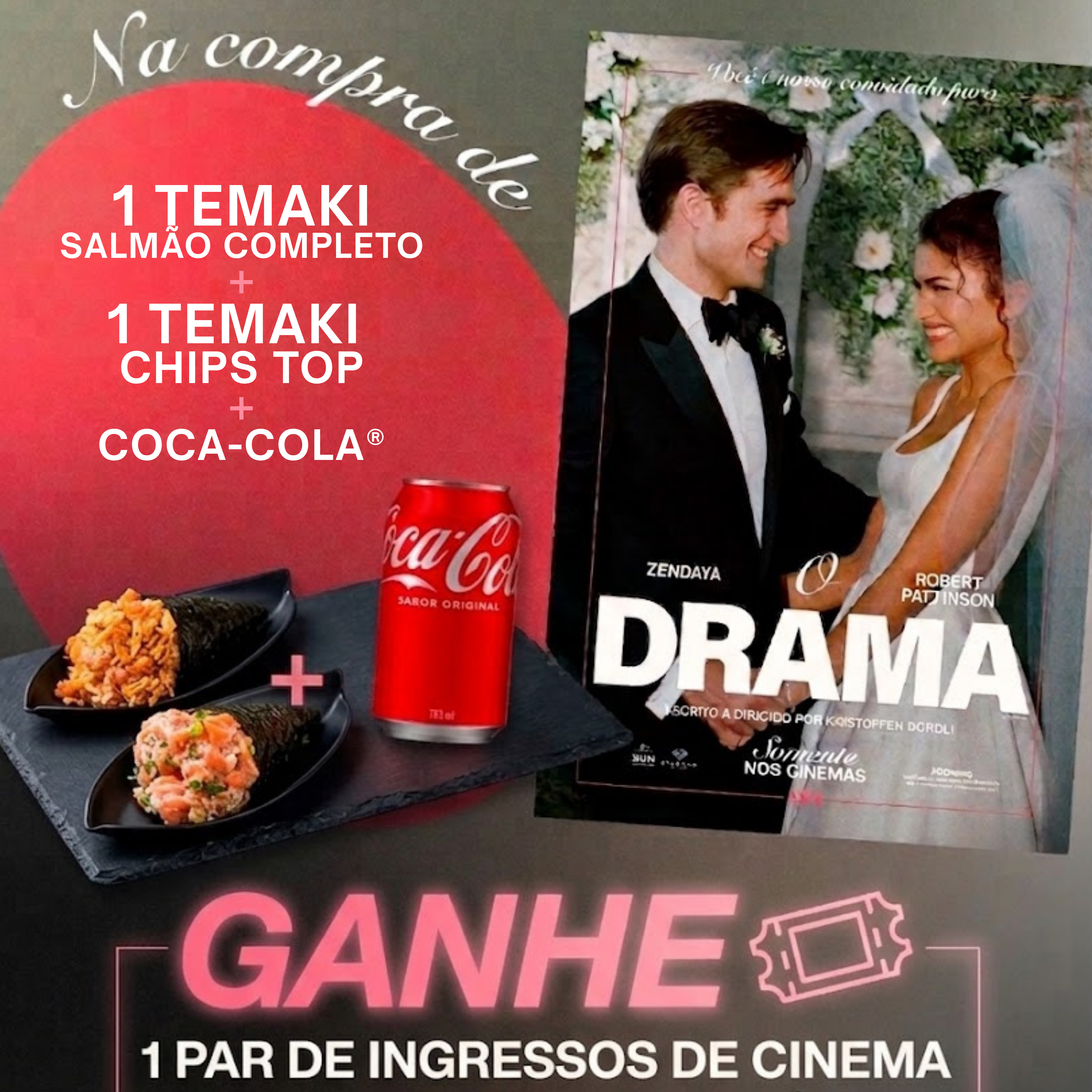 Combo O Drama (1 Temaki Salmao Completo + 1 Temaki Chips Top + 1 Coca-Cola