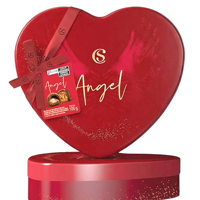 Lata de Coração com Bombons de Doce de Leite e Brigadeiro 100g