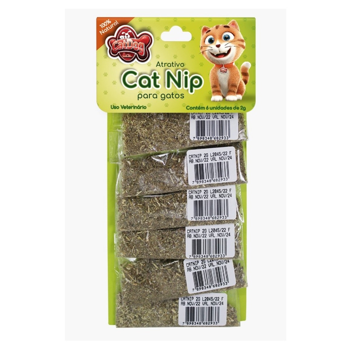 Cat Nip Para Gatos Cat Dog & Cia Erva Natural Embalagem 6 Unidades
