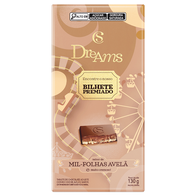 Tablete Dreams Mil Folhas Avelã Edição Especial 130g