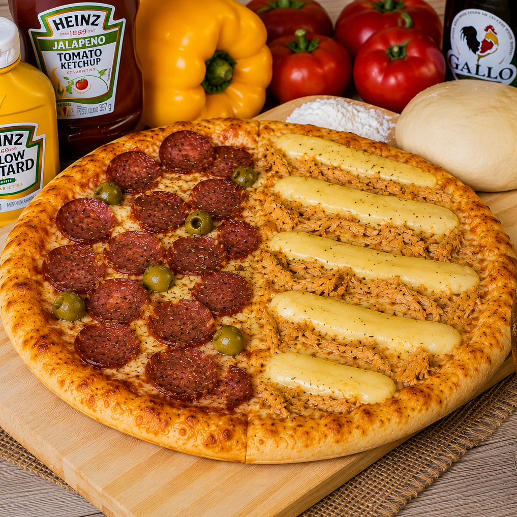 Pizza 1/2 Calabresa 1/2 Frango com Catupiry