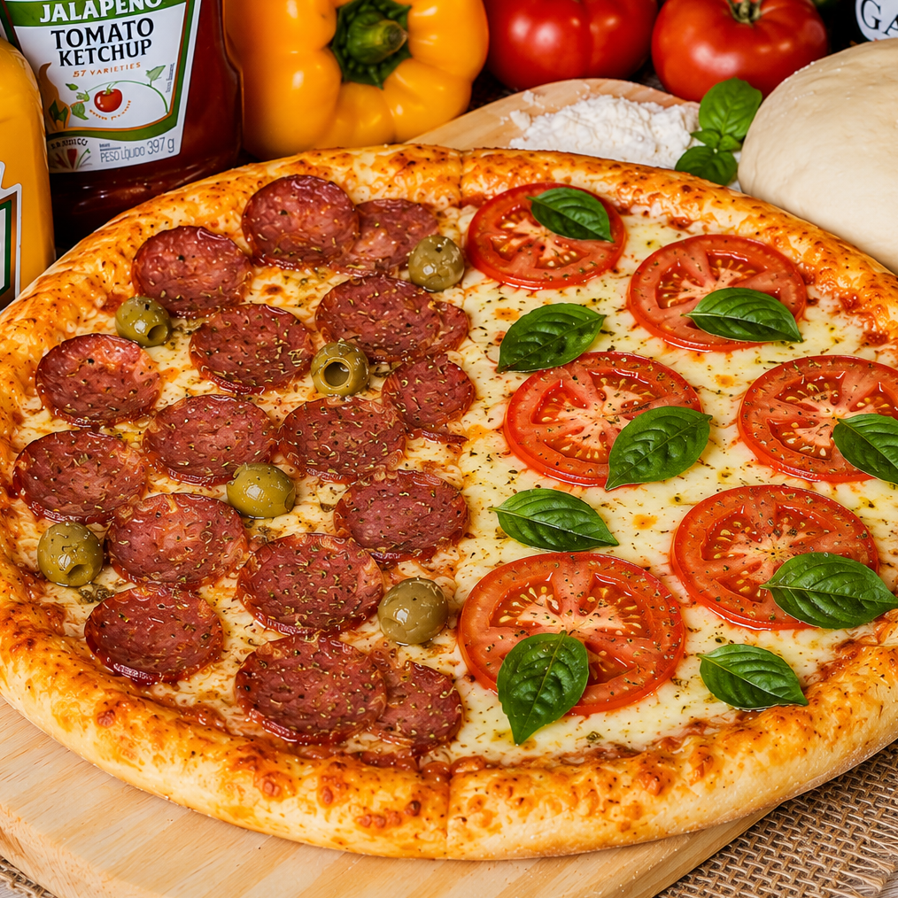 Pizza 1/2 Calabresa 1/2 Marguerita