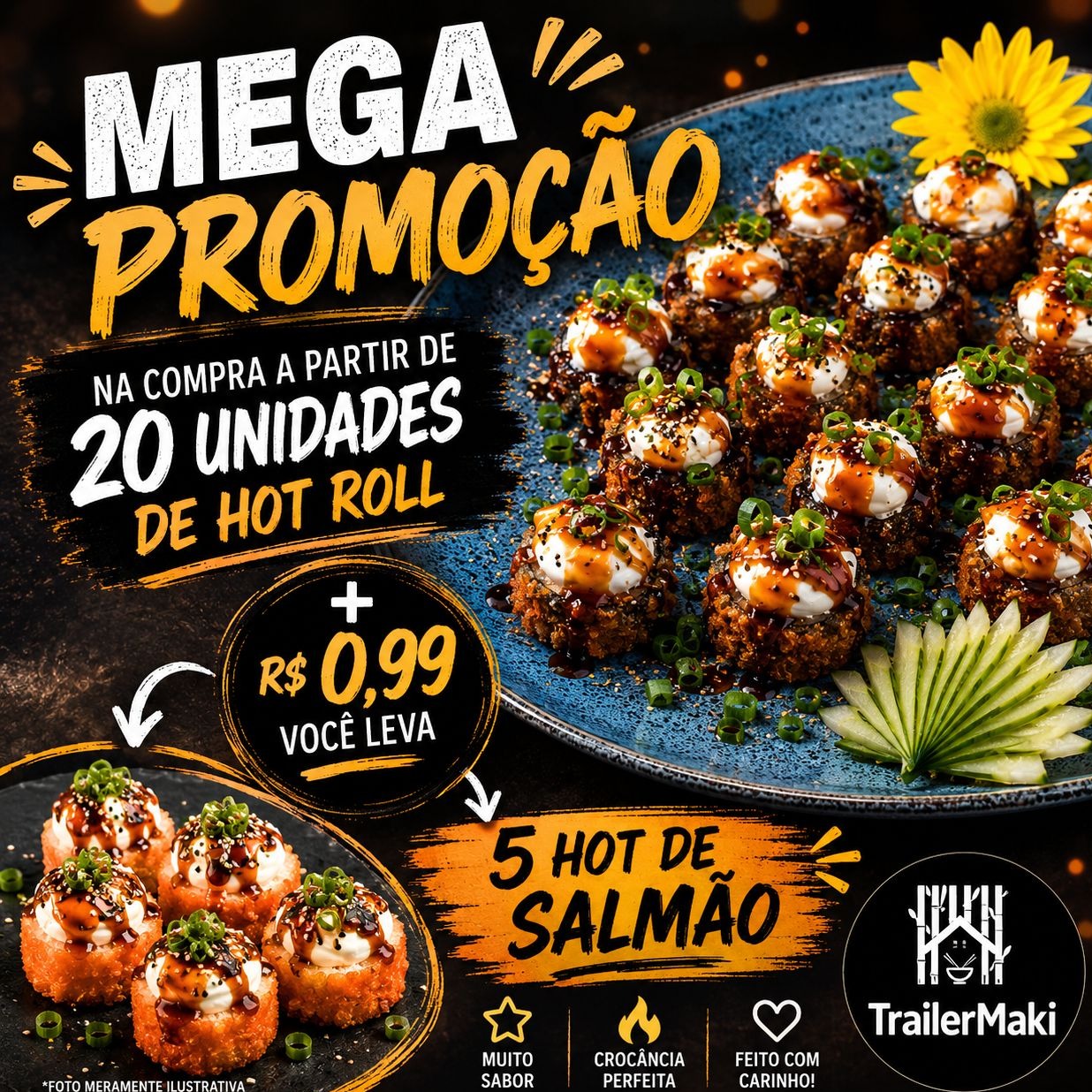 Promoção 20 unidades de hot roll salmão