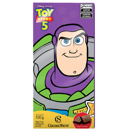 Tablete Toy Story de Chocolate ao Leite Buzz Lightyear 100G 