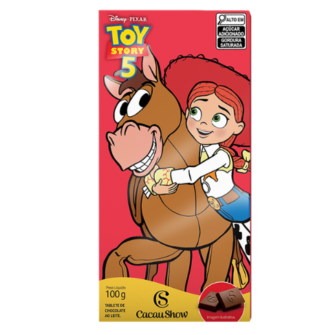 Tablet Toy Story de Chocolate ao Leite Jessie e Bala no Alvo 100G