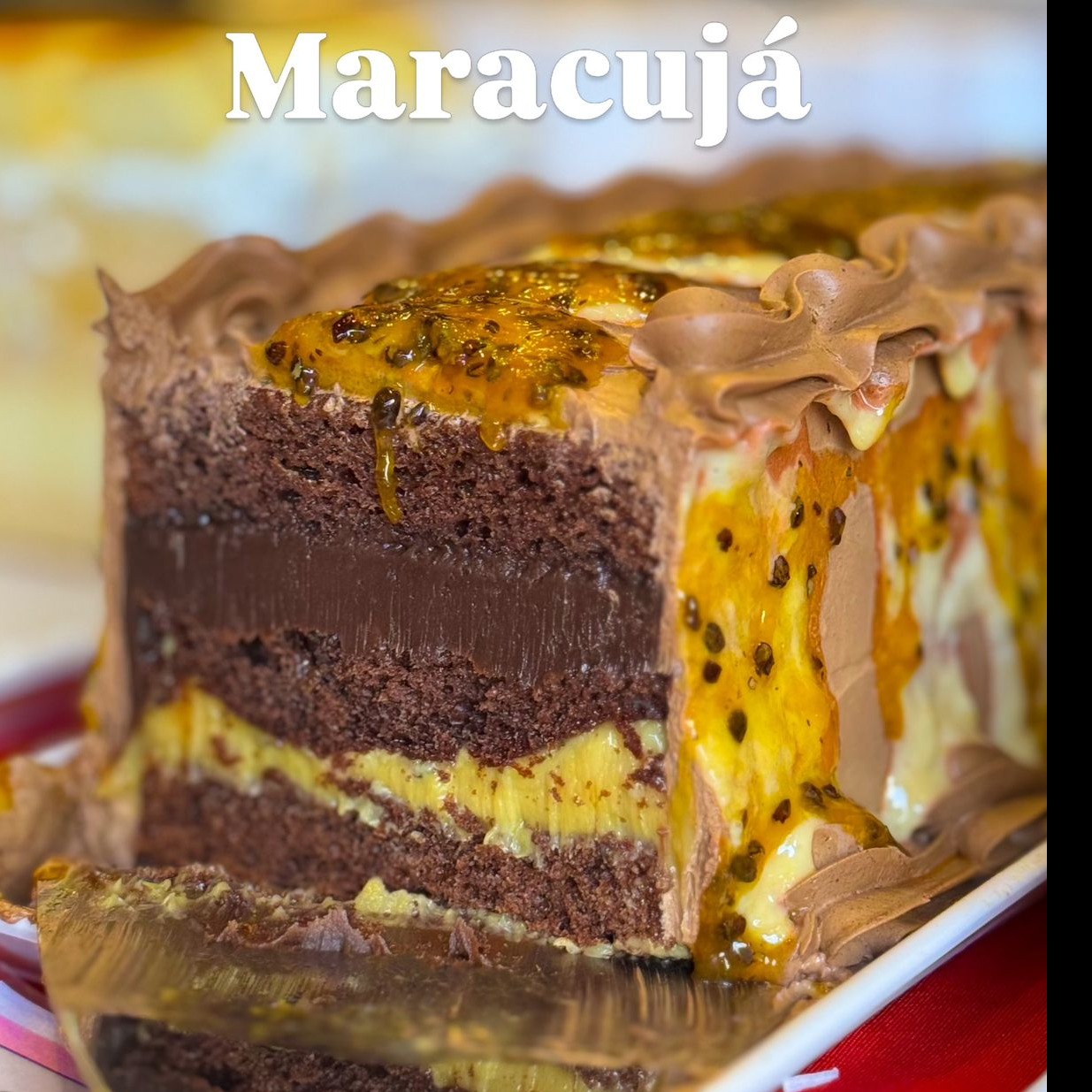 Torta sabor de Chocolate com maracujá 