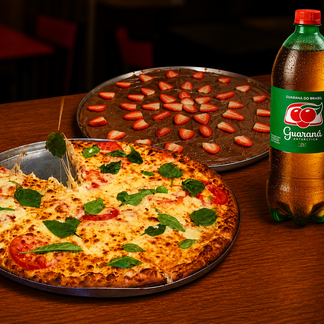 Pizza Gigante + Broto Doce + Refrigerante